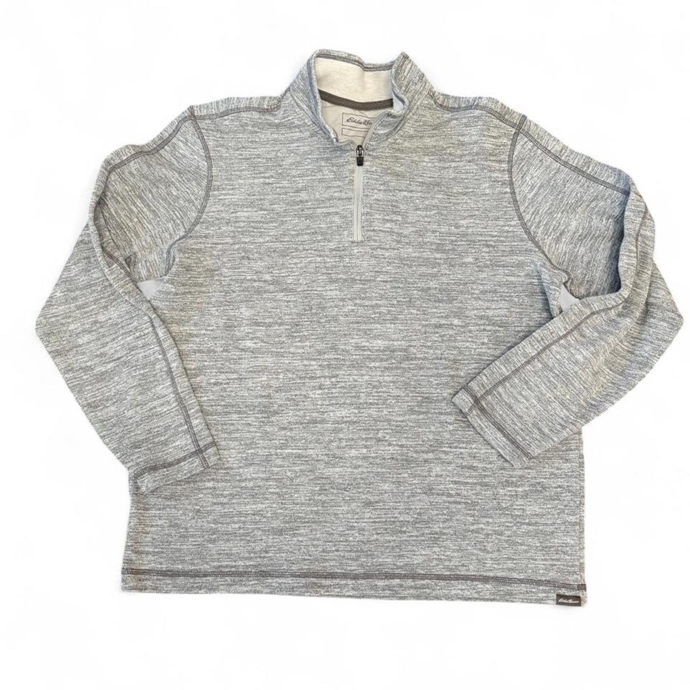Eddie Bauer Men's XL 1/4 Zip Pullover Gray Heather Cotton Blend 28x24 Fall 2020